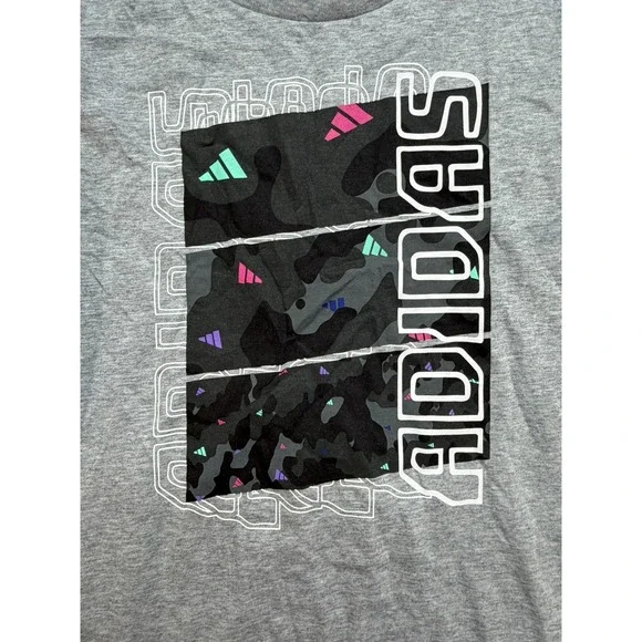 New With Tags Boys Adidas Shirt Gray Black Size Medium 10/12 - Picture 4 of 8